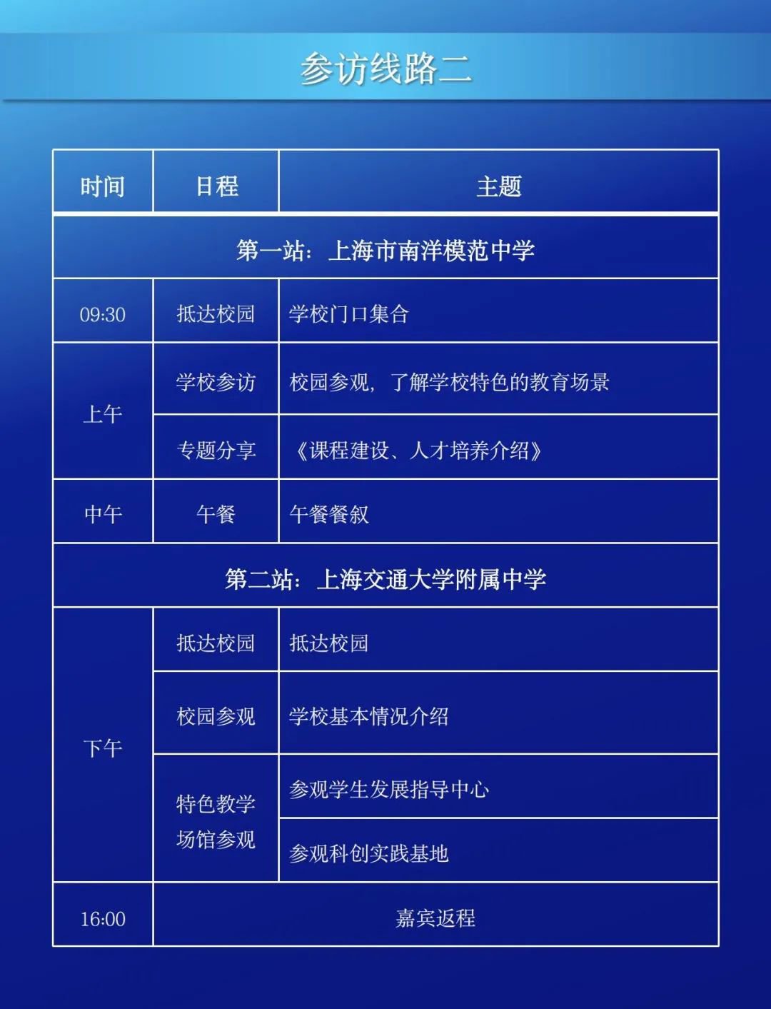 國(guó)際學(xué)校參訪路線二